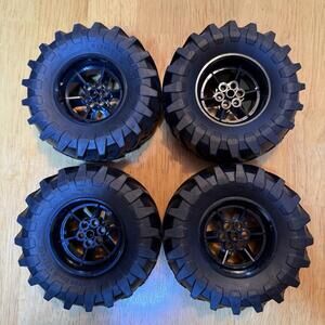 4x  Lego Technic Truck Wheels and  tires 107 X 44r 6141782 & 6065490 black